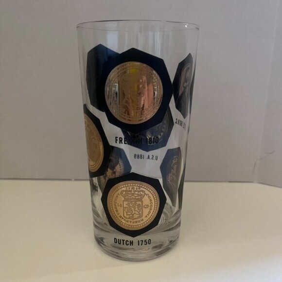 6 Vtg Libbey World Coins MCM Highball Glasses Numismatic Collectible Drinkware - Picture 5 of 6